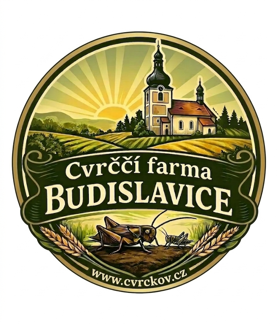 Barevné logo cvrččí farmy Budislavice | logo cvrckov.cz